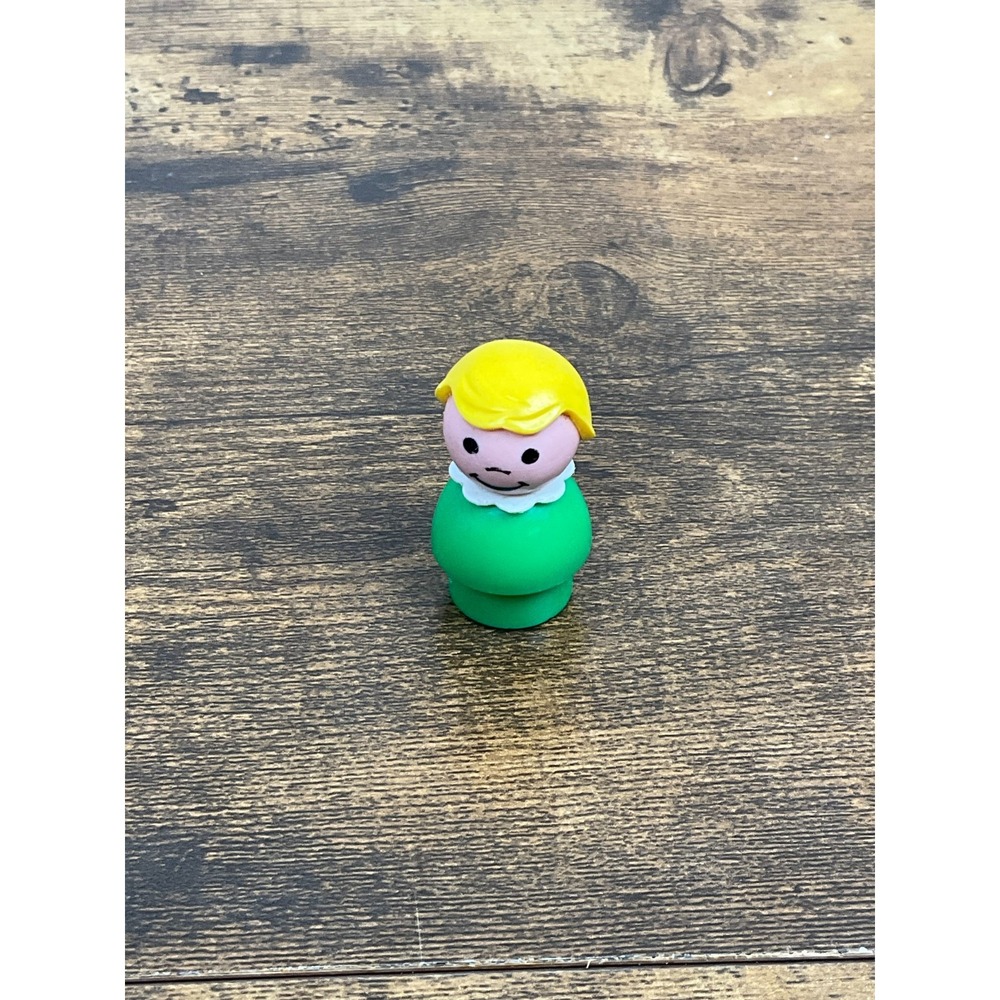 Vintage Fisher Price Little People Blonde Girl Green Outfit Collectible Toy